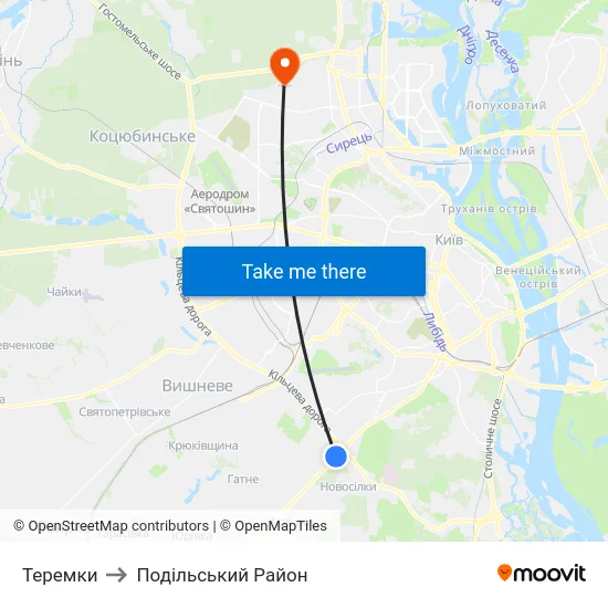 Теремки to Подільський Район map