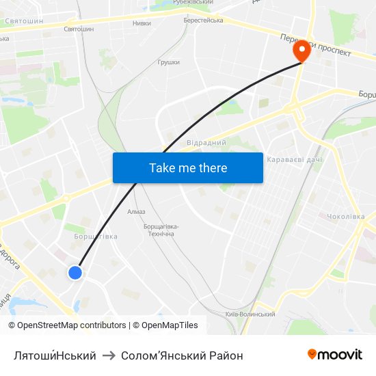 Лятоши́Нський to Солом’Янський Район map
