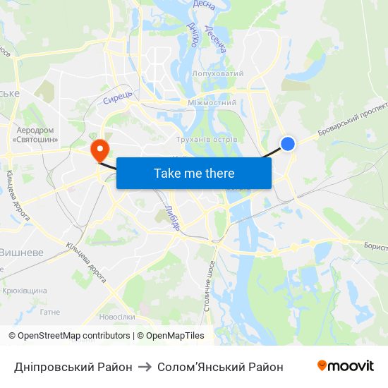 Дніпровський Район to Солом’Янський Район map