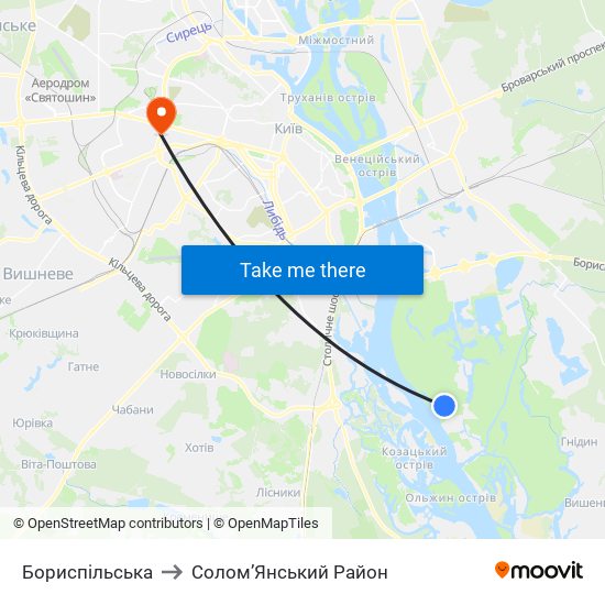 Бориспiльська to Солом’Янський Район map