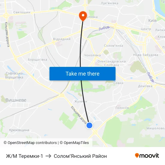 Ж/М Теремки-1 to Солом’Янський Район map