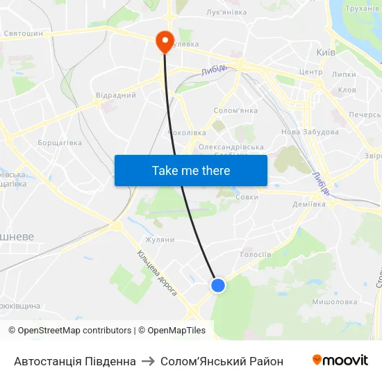 Автостанція Південна to Солом’Янський Район map