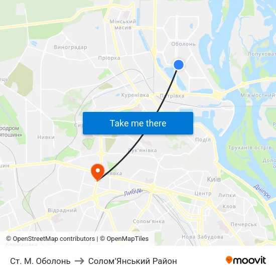 Ст. М. Оболонь to Солом’Янський Район map