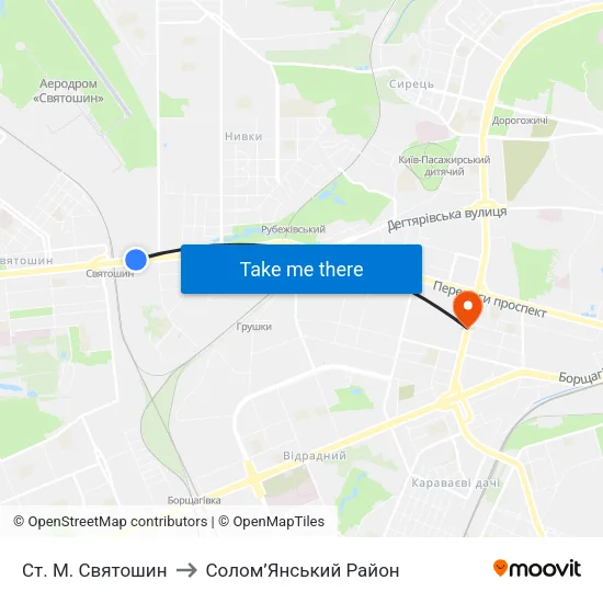 Ст. М. Святошин to Солом’Янський Район map