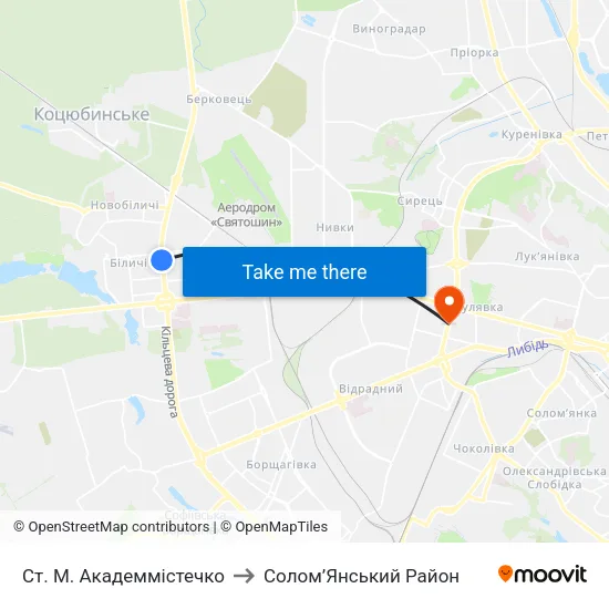 Ст. М. Академмістечко to Солом’Янський Район map