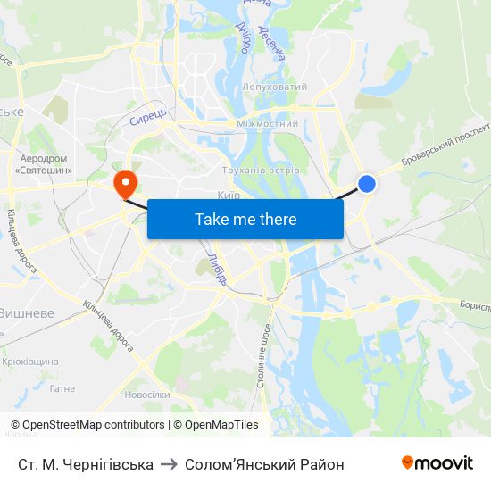 Ст. М. Чернігівська to Солом’Янський Район map