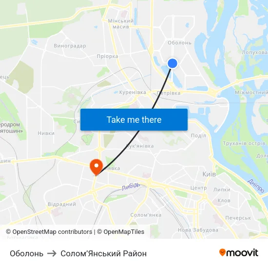 Оболонь to Солом’Янський Район map
