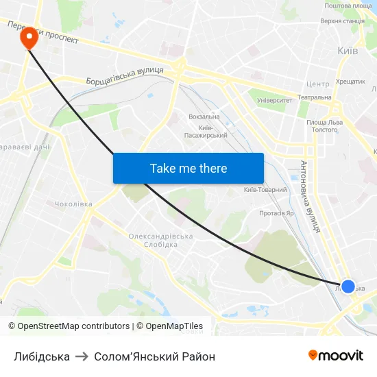 Либідська to Солом’Янський Район map