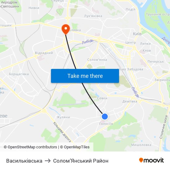 Васильківська to Солом’Янський Район map