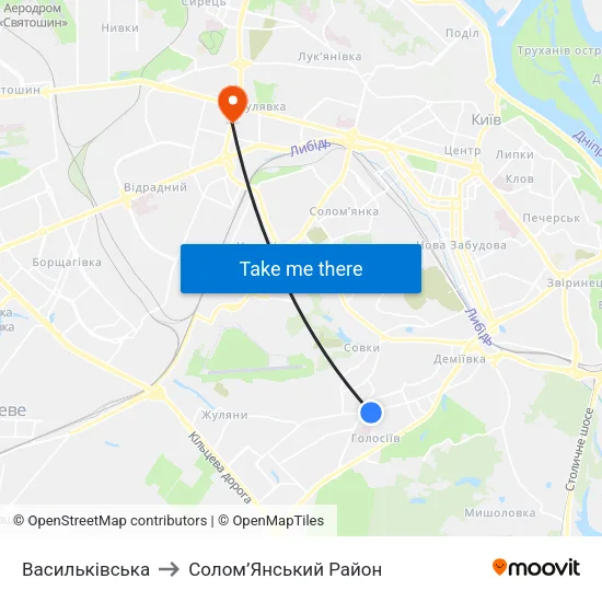 Васильківська to Солом’Янський Район map