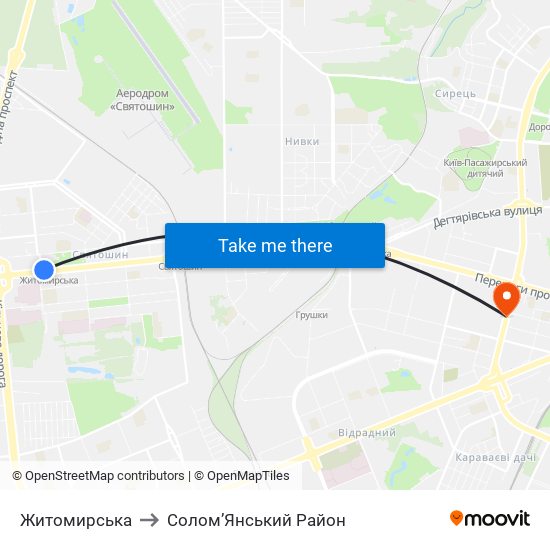 Житомирська to Солом’Янський Район map