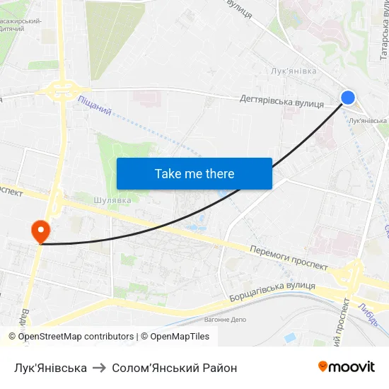 Лук'Янівська to Солом’Янський Район map