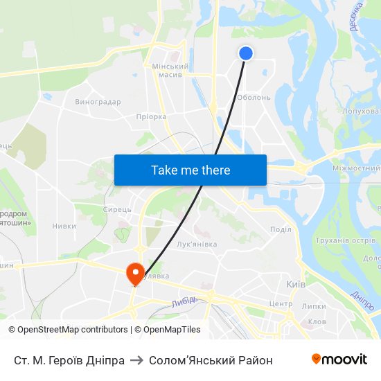Ст. М. Героїв Дніпра to Солом’Янський Район map