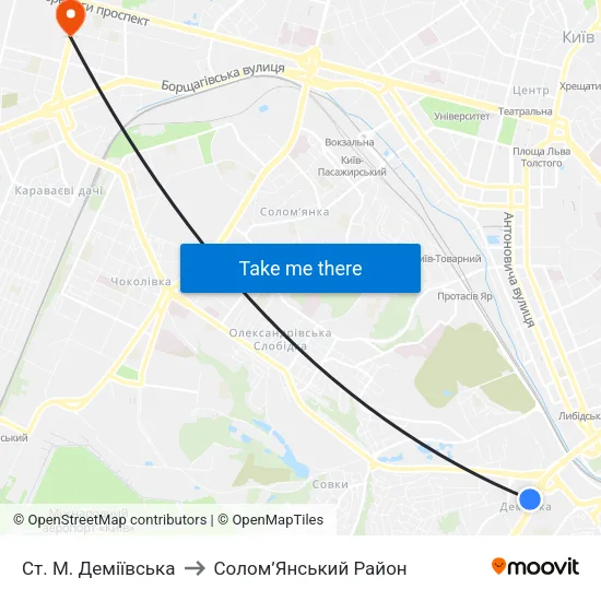 Ст. М. Деміївська to Солом’Янський Район map