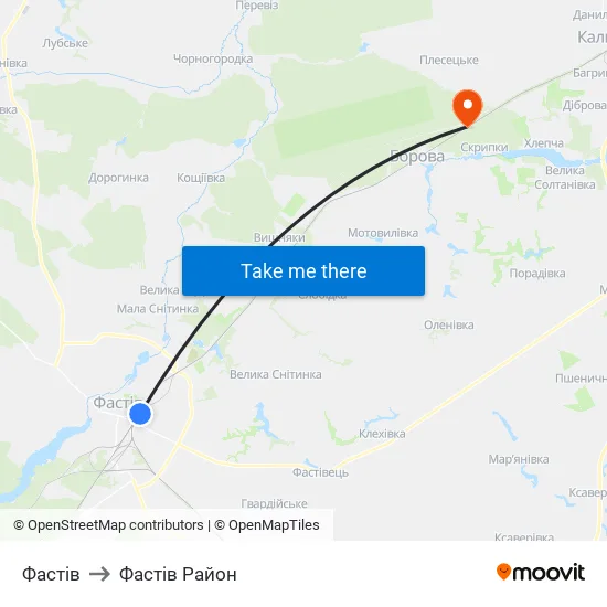 Фастів to Фастів Район map