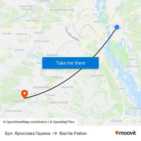 Бул. Ярослава Гашека to Фастів Район map