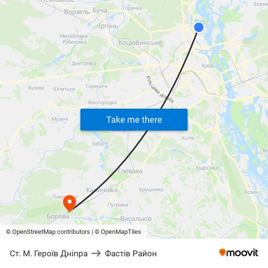 Ст. М. Героїв Дніпра to Фастів Район map