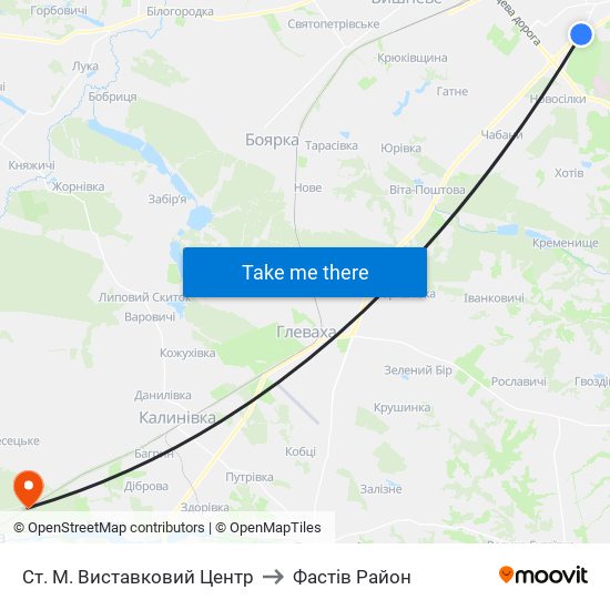 Ст. М. Виставковий Центр to Фастів Район map