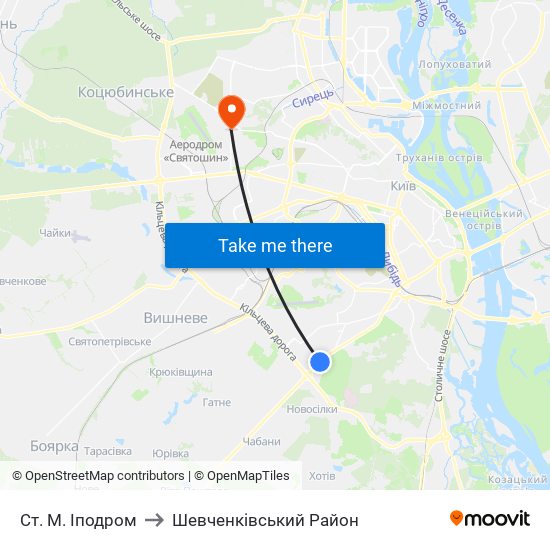 Ст. М. Іподром to Шевченківський Район map