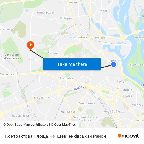 Контрактова Площа to Шевченківський Район map