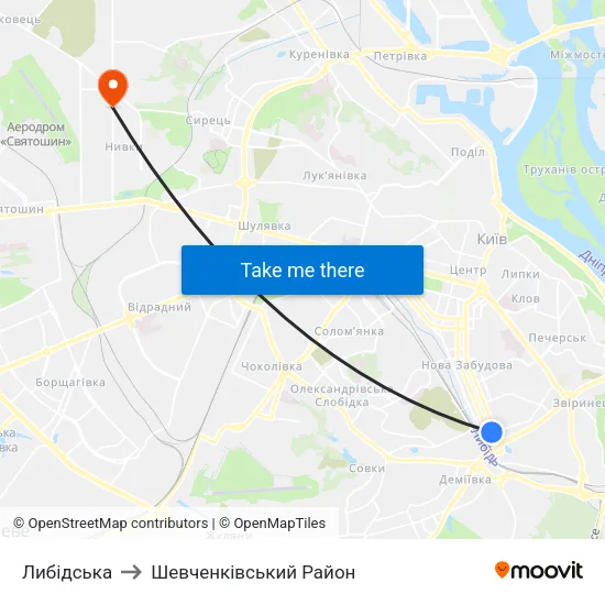 Либідська to Шевченківський Район map