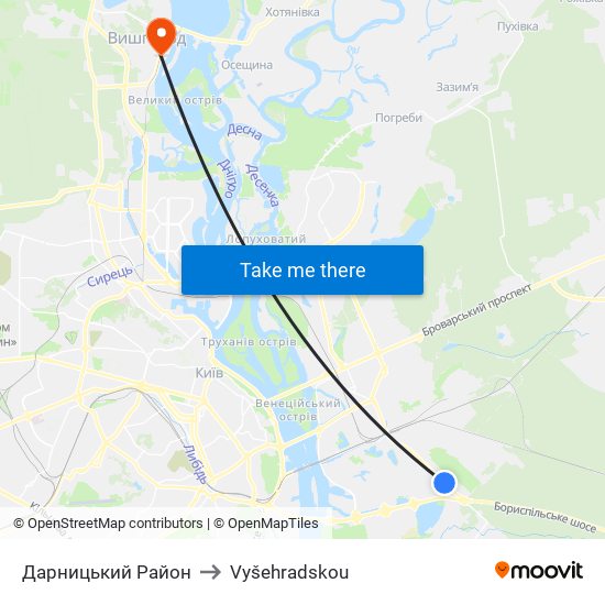 Дарницький Район to Vyšehradskou map