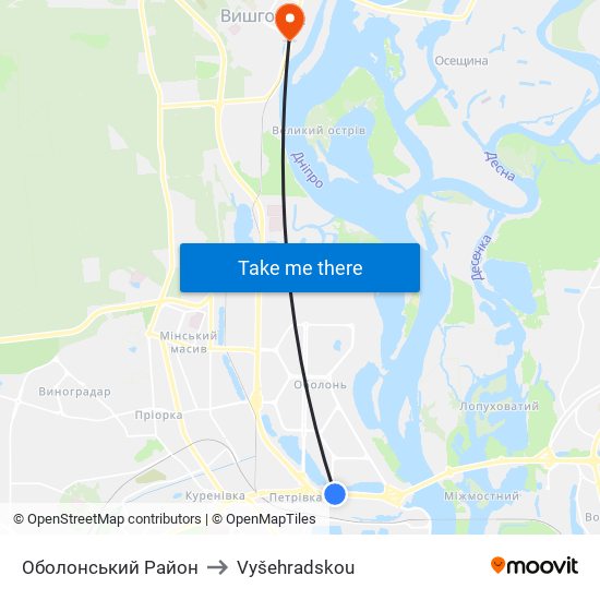 Оболонський Район to Vyšehradskou map