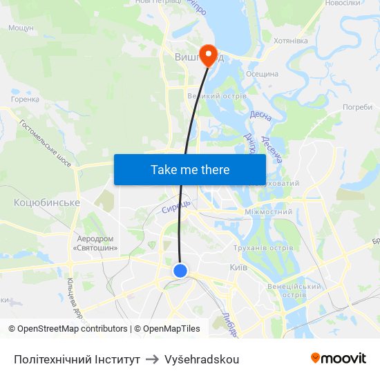 Політехнічний Інститут to Vyšehradskou map