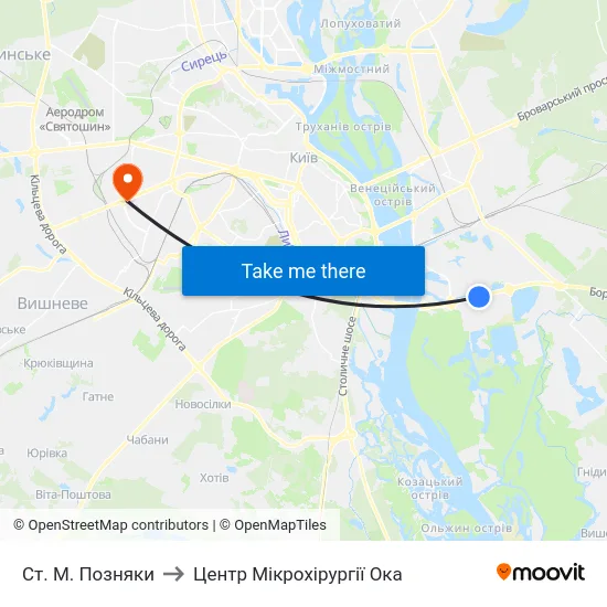 Ст. М. Позняки to Центр Мікрохірургії Ока map