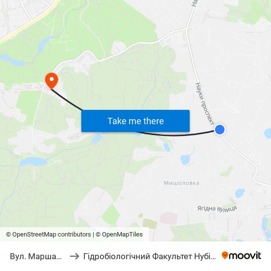 Вул. Маршальська to Гідробіологічний Факультет Нубіп (Корпус 1) map