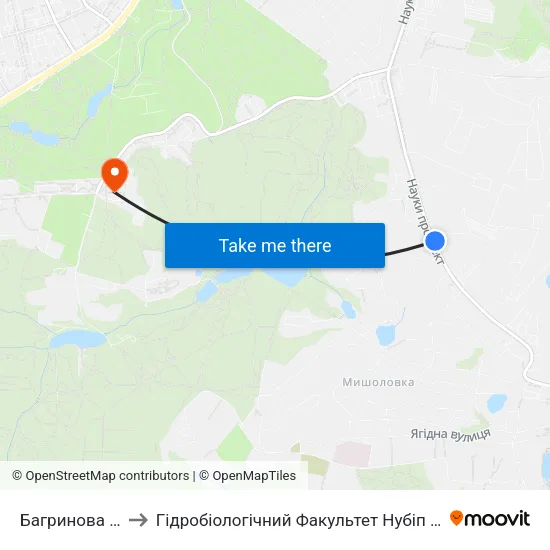 Багринова Гора to Гідробіологічний Факультет Нубіп (Корпус 1) map
