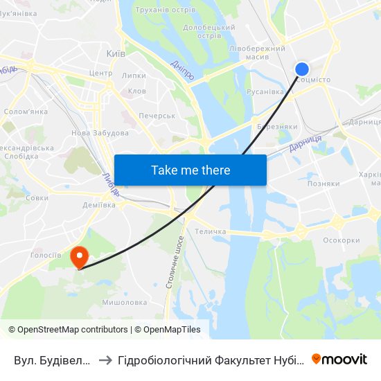 Вул. Будівельників to Гідробіологічний Факультет Нубіп (Корпус 1) map