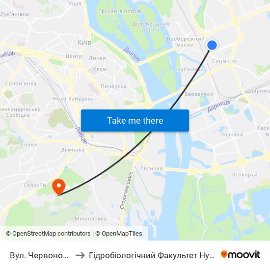 Вул. Червоноткацька to Гідробіологічний Факультет Нубіп (Корпус 1) map