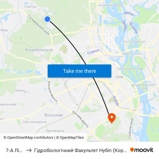 7-А Лінія to Гідробіологічний Факультет Нубіп (Корпус 1) map