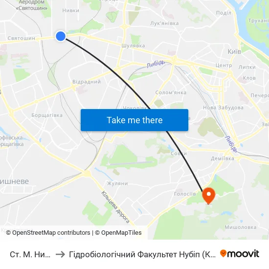 Ст. М. Нивки to Гідробіологічний Факультет Нубіп (Корпус 1) map