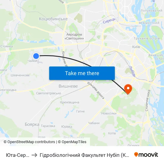 Юта-Сервіс to Гідробіологічний Факультет Нубіп (Корпус 1) map