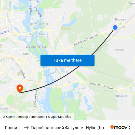 Розвилка to Гідробіологічний Факультет Нубіп (Корпус 1) map