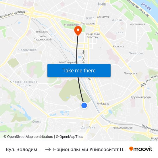 Вул. Володимира Брожка to Национальный Университет Пищевых Технологий map