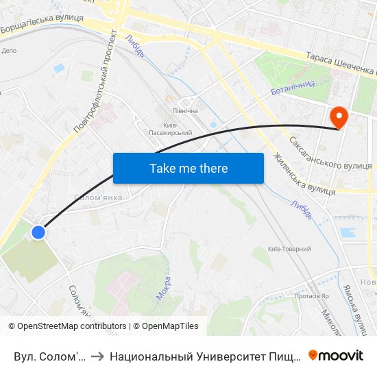 Вул. Солом'Янська to Национальный Университет Пищевых Технологий map