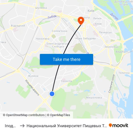 Іподром to Национальный Университет Пищевых Технологий map