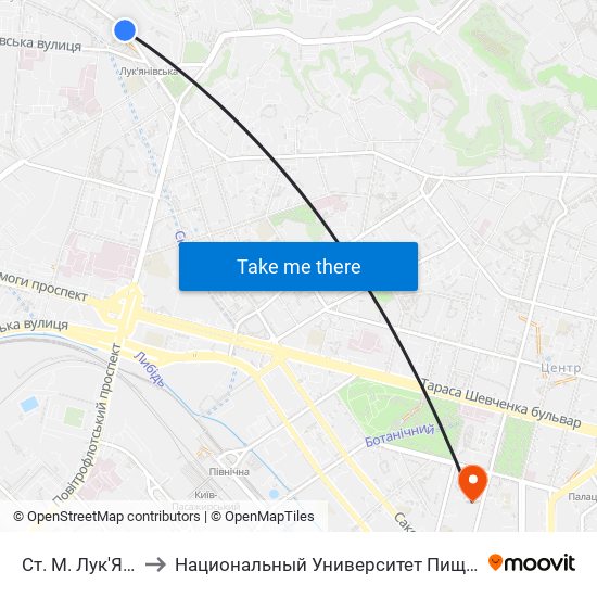 Ст. М. Лук'Янівська to Национальный Университет Пищевых Технологий map