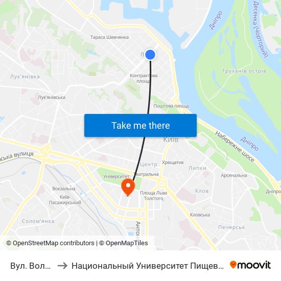 Вул. Волоська to Национальный Университет Пищевых Технологий map