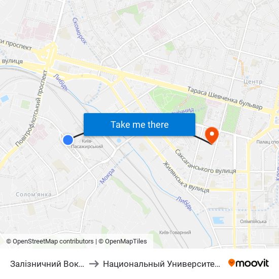 Залізничний Вокзал Південний to Национальный Университет Пищевых Технологий map