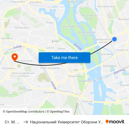 Ст. М. Дарниця to Національний Університет Оборони України Ім. І. Черняховського map
