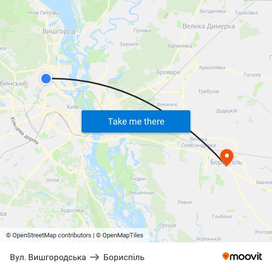 Вул. Вишгородська to Бориспіль map