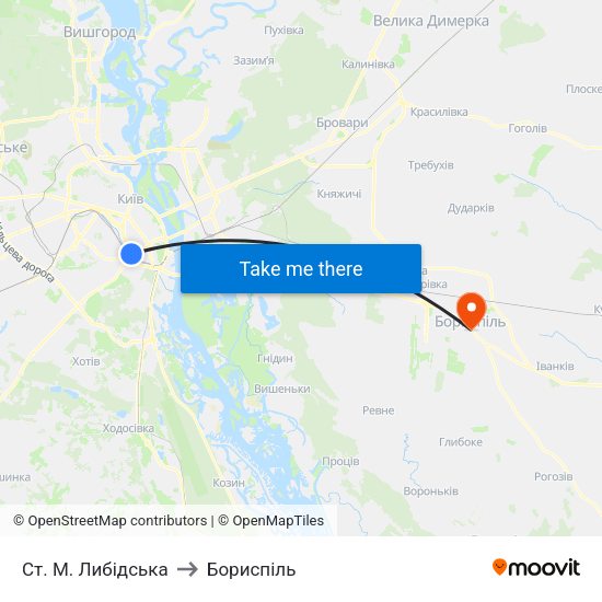 Ст. М. Либідська to Бориспіль map