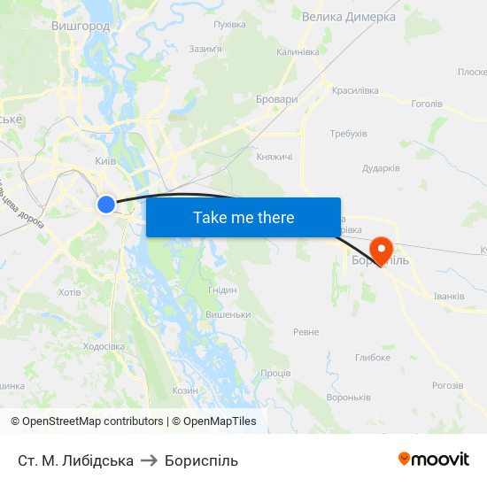 Ст. М. Либідська to Бориспіль map