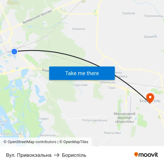 Вул. Привокзальна to Бориспіль map