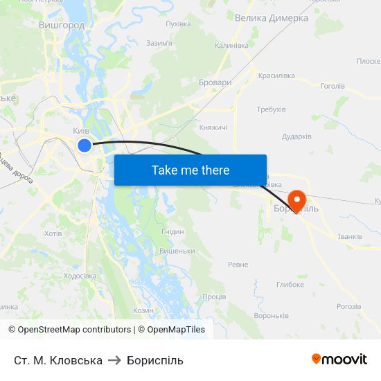 Ст. М. Кловська to Бориспіль map