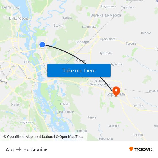 Атс to Бориспіль map
